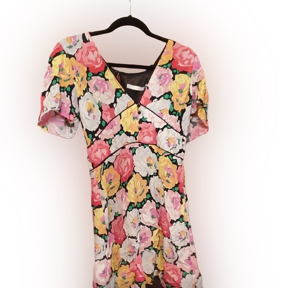 Zara Pink and Yellow Puff Sleeve Mini Sundress - Picture 1 of 4